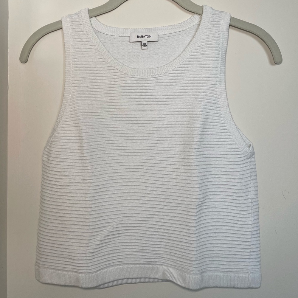 Babaton/Aritzia White Ribbed Knit Tank - Size XXS